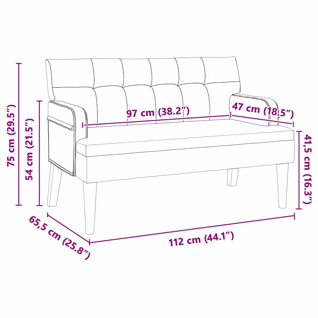 Chesterfield Lavice 112 X 65,5 X 75 Cm Samet