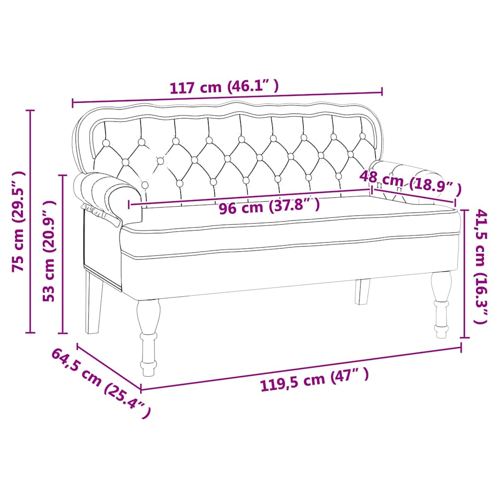 Chesterfield Lavice 119,5 X 64,5 X 75 Cm Umělá Kůže