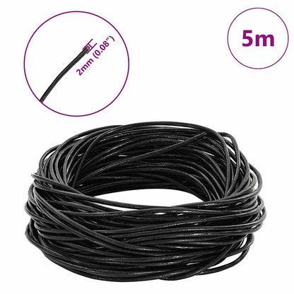 Kožený Provázek Černá Ø2 Mm X 5 M Kůže