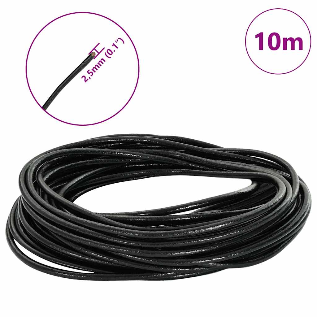 Kožený Provázek Černá Ø2,5 Mm X 10 M Kůže