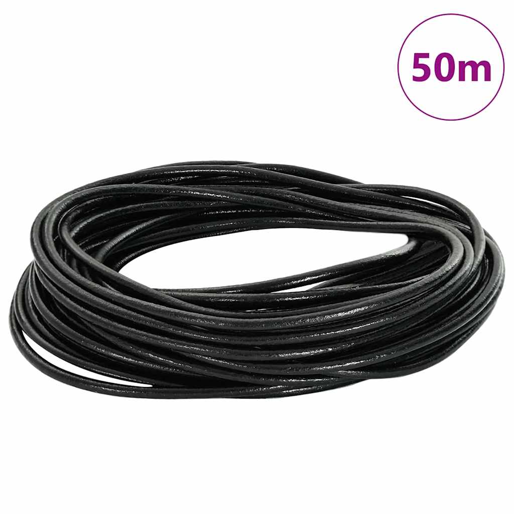 Kožený Provázek Černá Ø3 Mm X 50 M Kůže