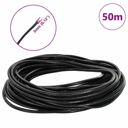 Kožený Provázek Černá Ø3 Mm X 50 M Kůže