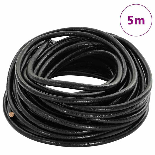 Kožený Provázek Černá Ø5 Mm X 5 M Kůže