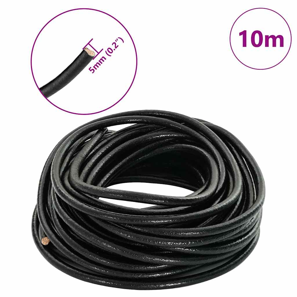Kožený Provázek Černá Ø5 Mm X 10 M Kůže