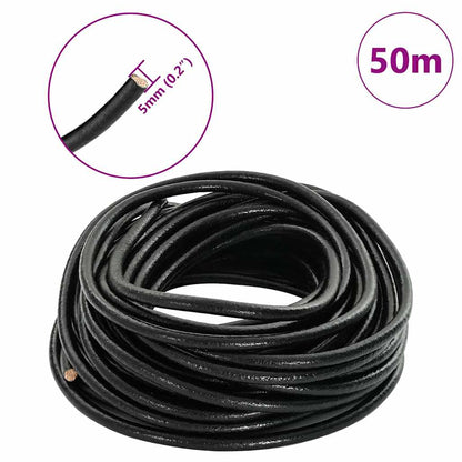 Kožený Provázek Černá Ø5 Mm X 50 M Kůže