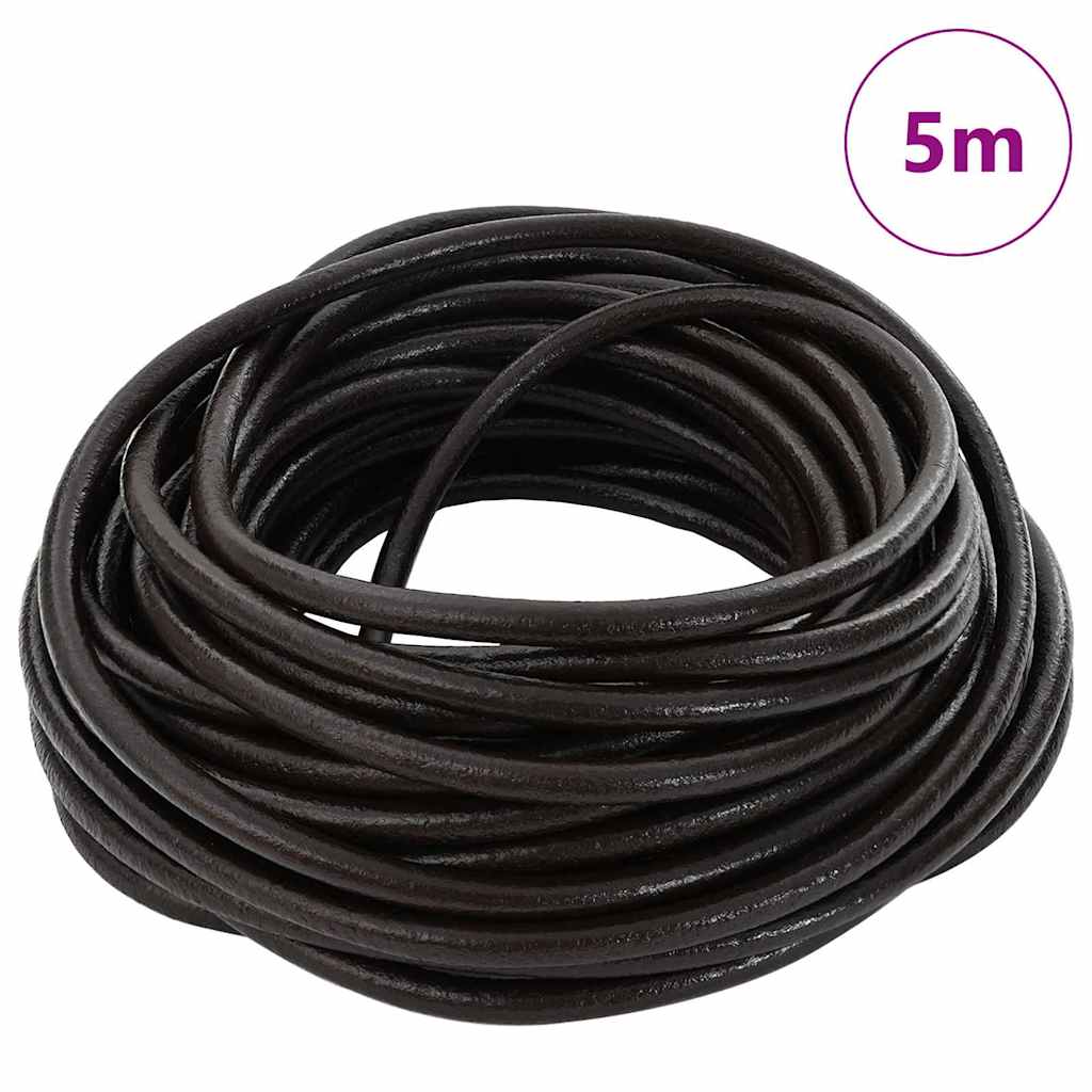 Kožený Provázek Tmavě Hnědá Ø5 Mm X 5 M Kůže