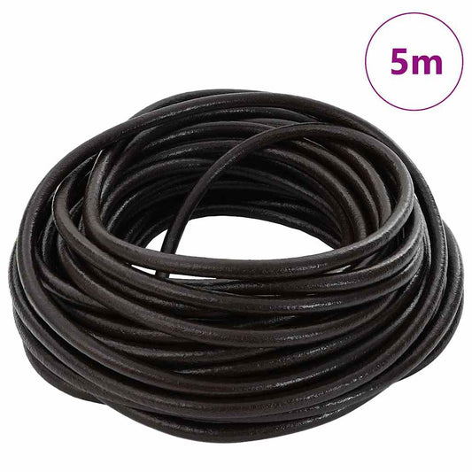 Kožený Provázek Tmavě Hnědá Ø5 Mm X 5 M Kůže