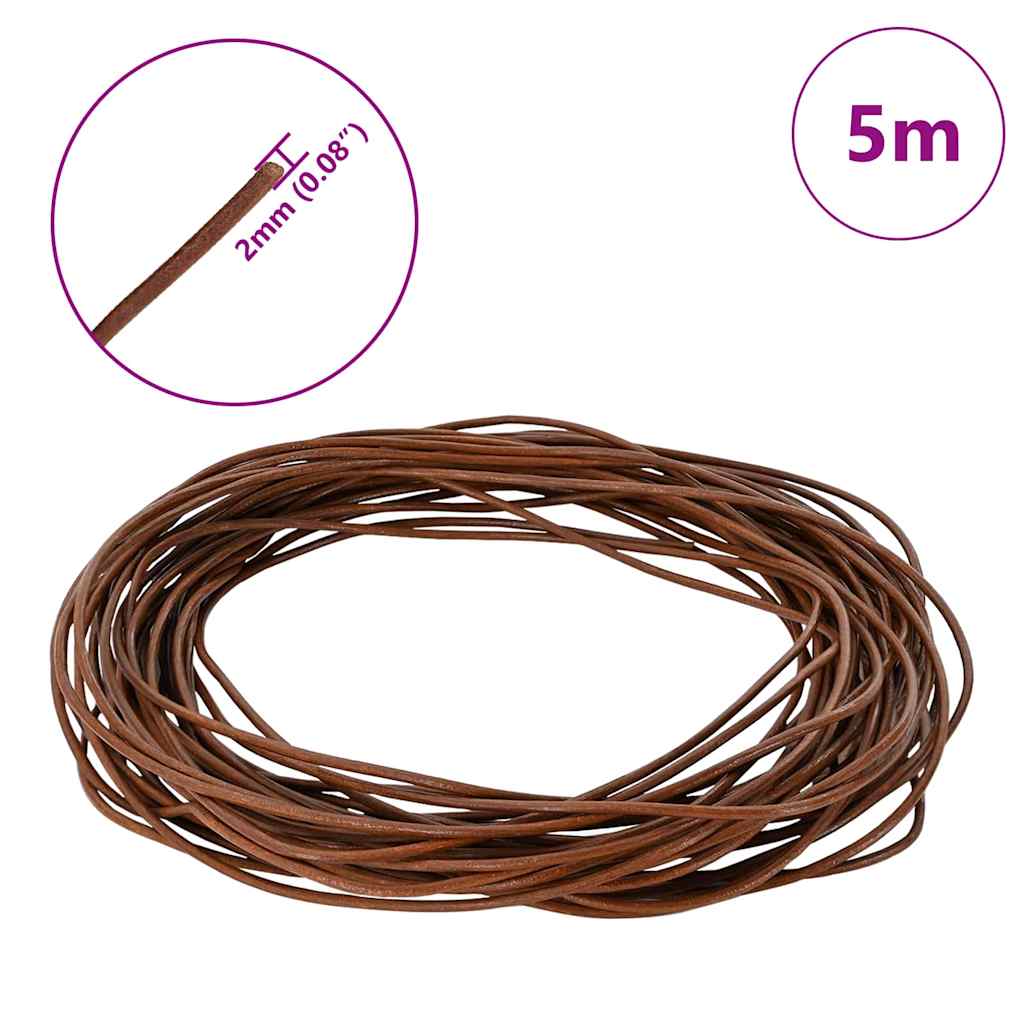 Kožený Provázek Světle Hnědá Ø2 Mm X 5 M Kůže
