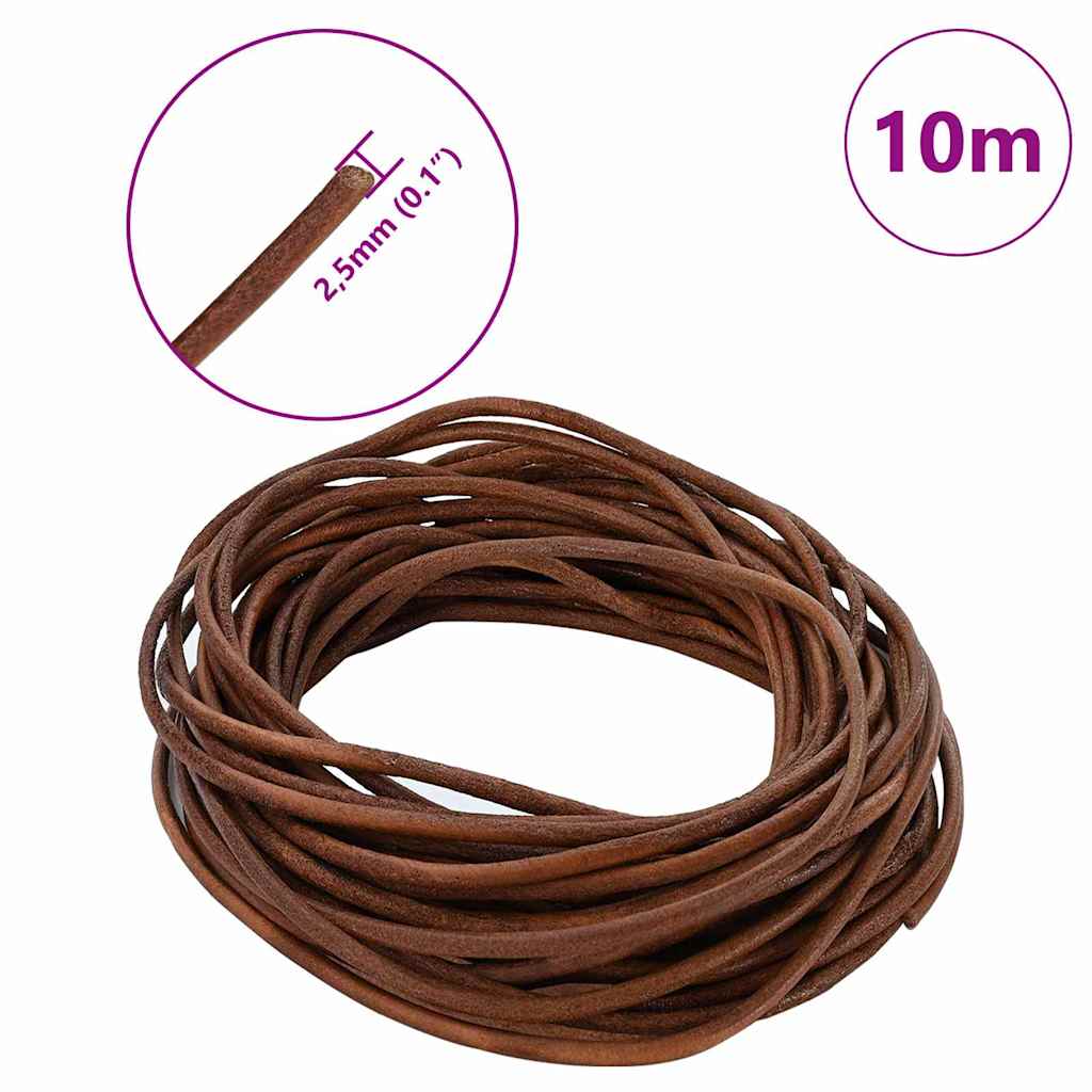 Kožený Provázek Světle Hnědá Ø2,5 Mm X 10 M Kůže
