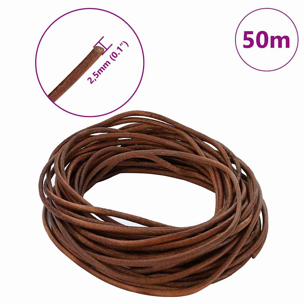 Kožený Provázek Světle Hnědá Ø2,5 Mm X 50 M Kůže