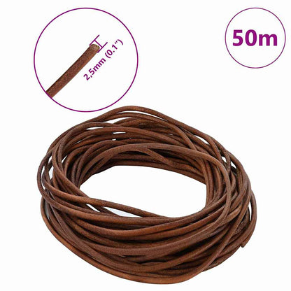 Kožený Provázek Světle Hnědá Ø2,5 Mm X 50 M Kůže