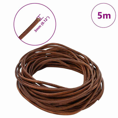 Kožený Provázek Světle Hnědá Ø3 Mm X 5 M Kůže