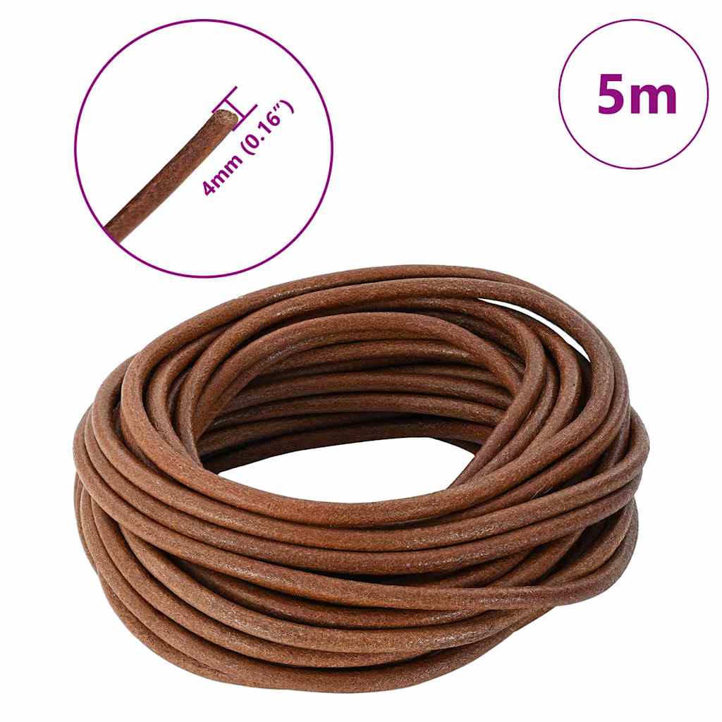 Kožený Provázek Světle Hnědá Ø4 Mm X 5 M Kůže