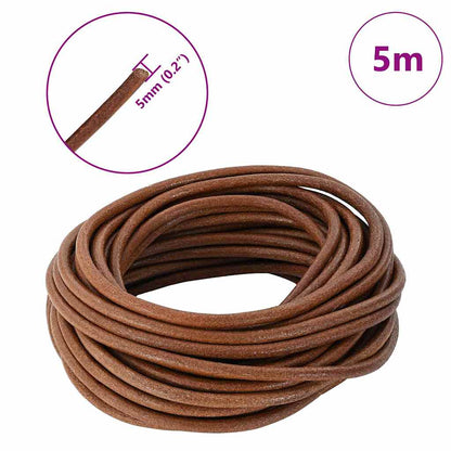Kožený Provázek Světle Hnědá Ø5 Mm X 5 M Kůže