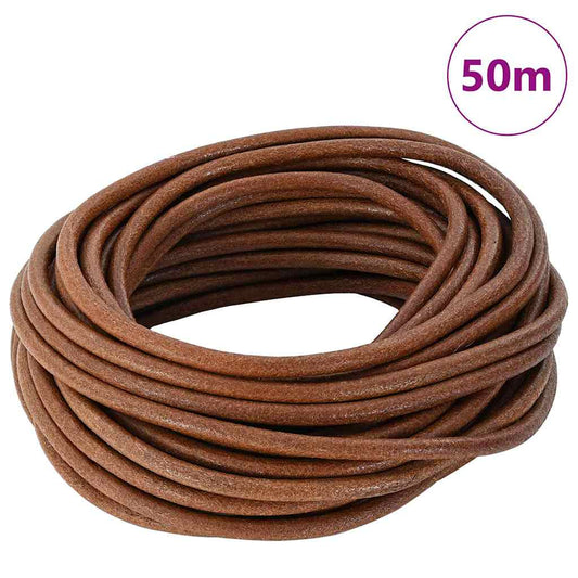 Kožený Provázek Světle Hnědá Ø5 Mm X 50 M Kůže
