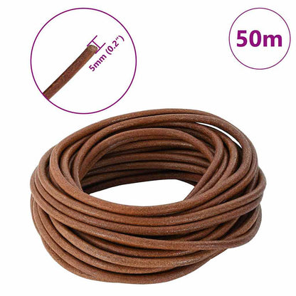 Kožený Provázek Světle Hnědá Ø5 Mm X 50 M Kůže