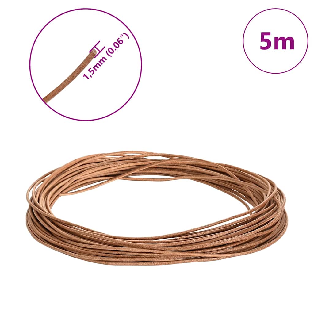 Kožený Provázek Hnědá Ø1,5 Mm X 5 M Kůže