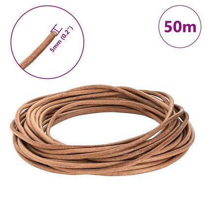 Kožený Provázek Hnědá Ø5 Mm X 50 M Kůže