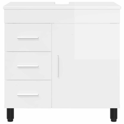Umývadlo Do Koupelny Bílá S Vysokým Leskem 60 X 35 X 60 Cm