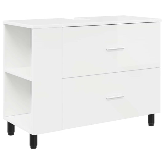 Umývadlo Do Koupelny Bílá S Vysokým Leskem 80 X 35 X 60 Cm