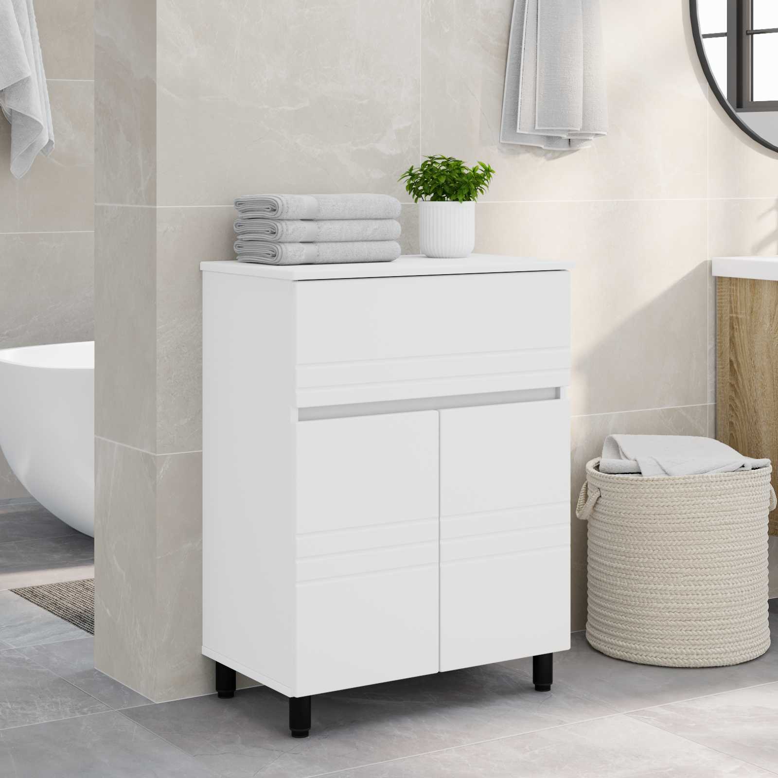 Umývadlo Do Koupelny Bílá 60 X 35 X 80 Cm Kompozitní Dřevo