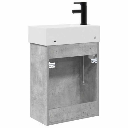 Koupelnová Skříňka S Baterií Betonově Šedá 45,5 X 22,5 X 84 Cm