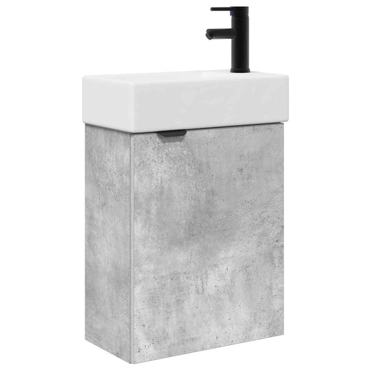 Koupelnová Skříňka S Baterií Betonově Šedá 45,5 X 22,5 X 84 Cm