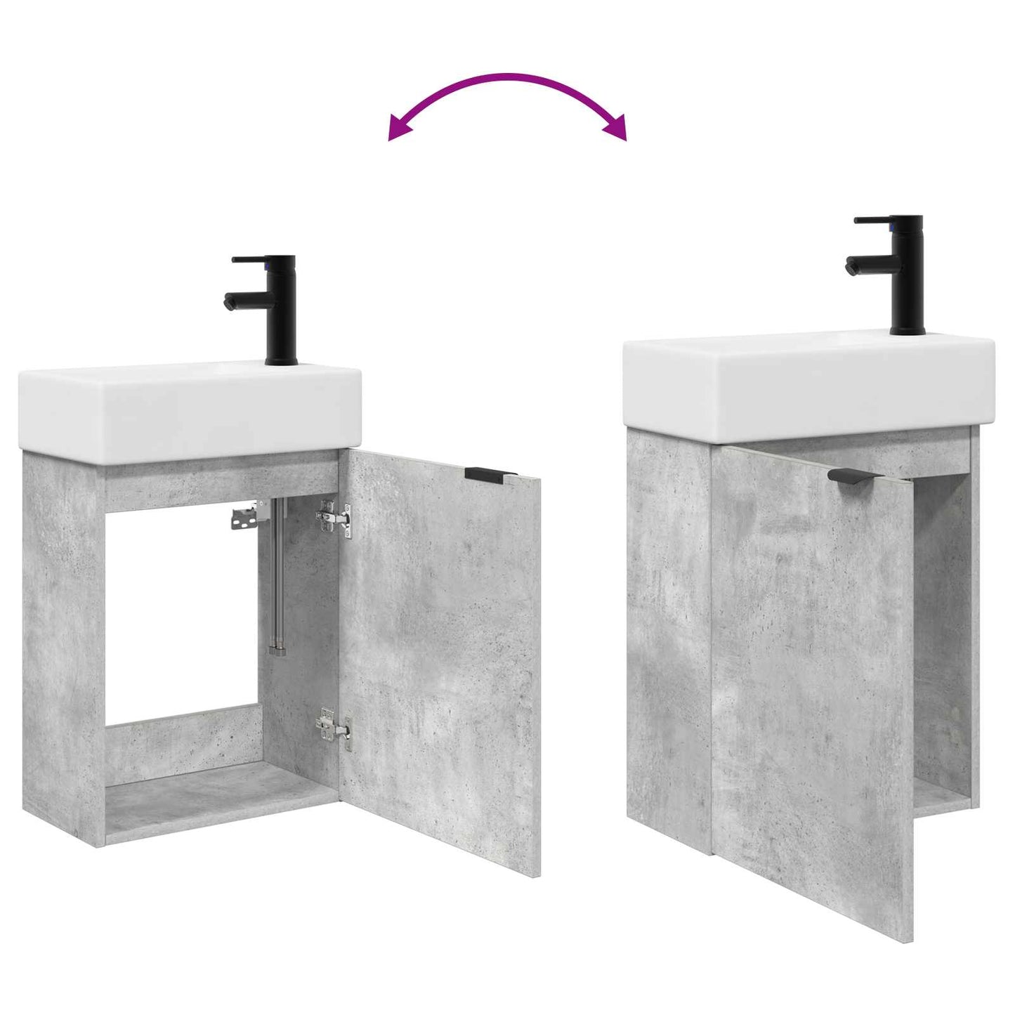 Koupelnová Skříňka S Baterií Betonově Šedá 45,5 X 22,5 X 84 Cm