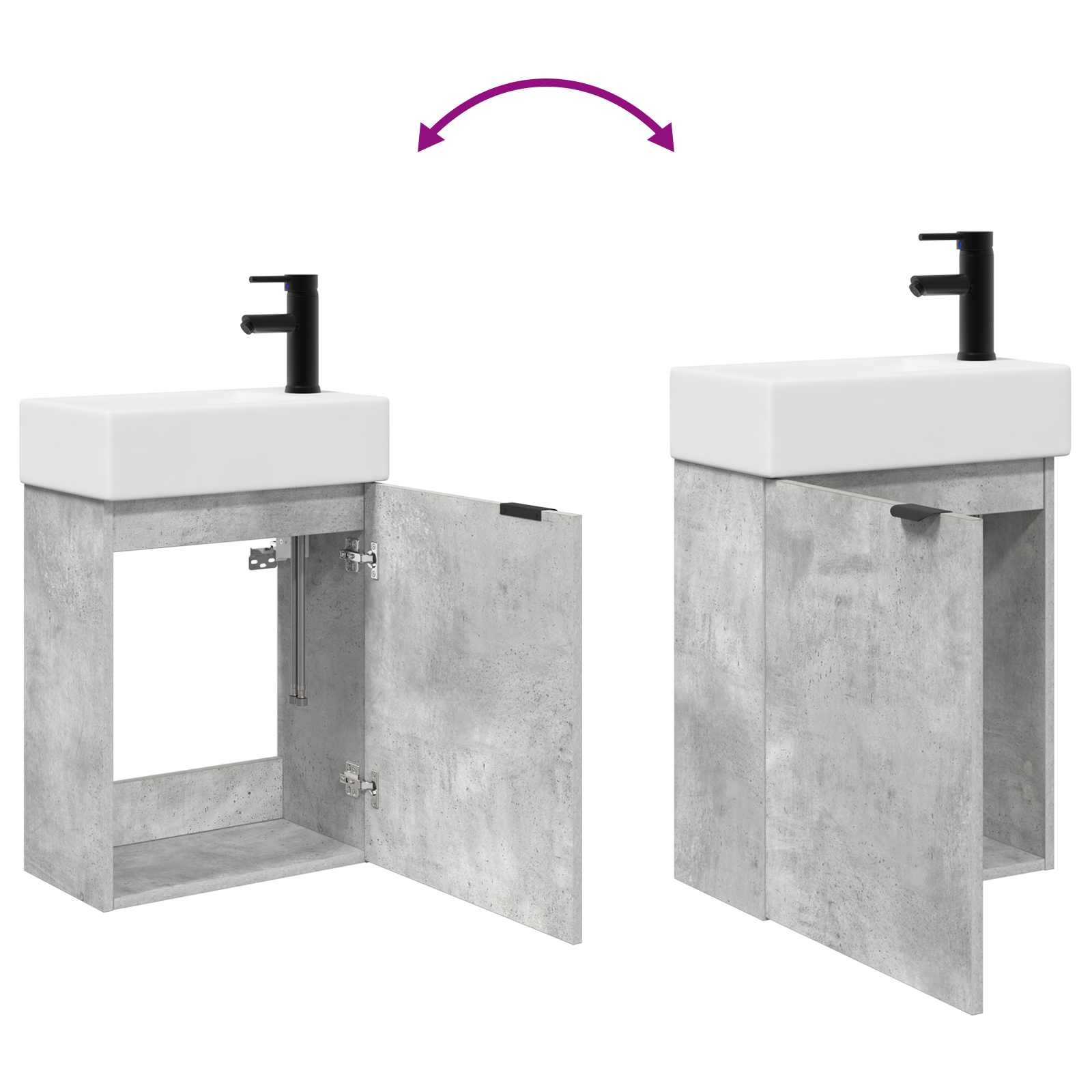 Koupelnová Skříňka S Baterií Betonově Šedá 45,5 X 22,5 X 84 Cm