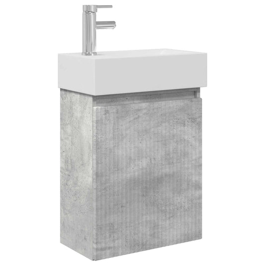 Koupelnová Skříňka S Baterií Betonově Šedá 45,5 X 22,5 X 84 Cm