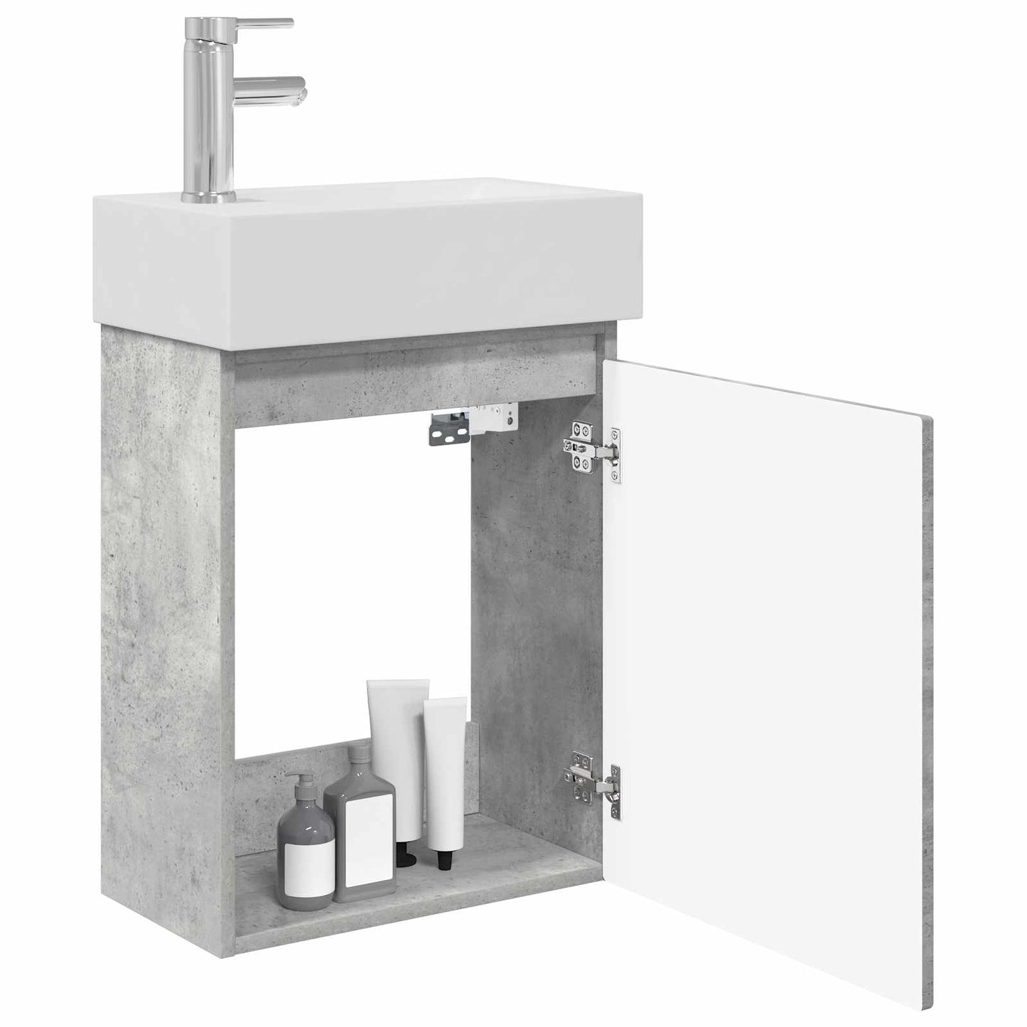 Koupelnová Skříňka S Baterií Betonově Šedá 45,5 X 22,5 X 84 Cm