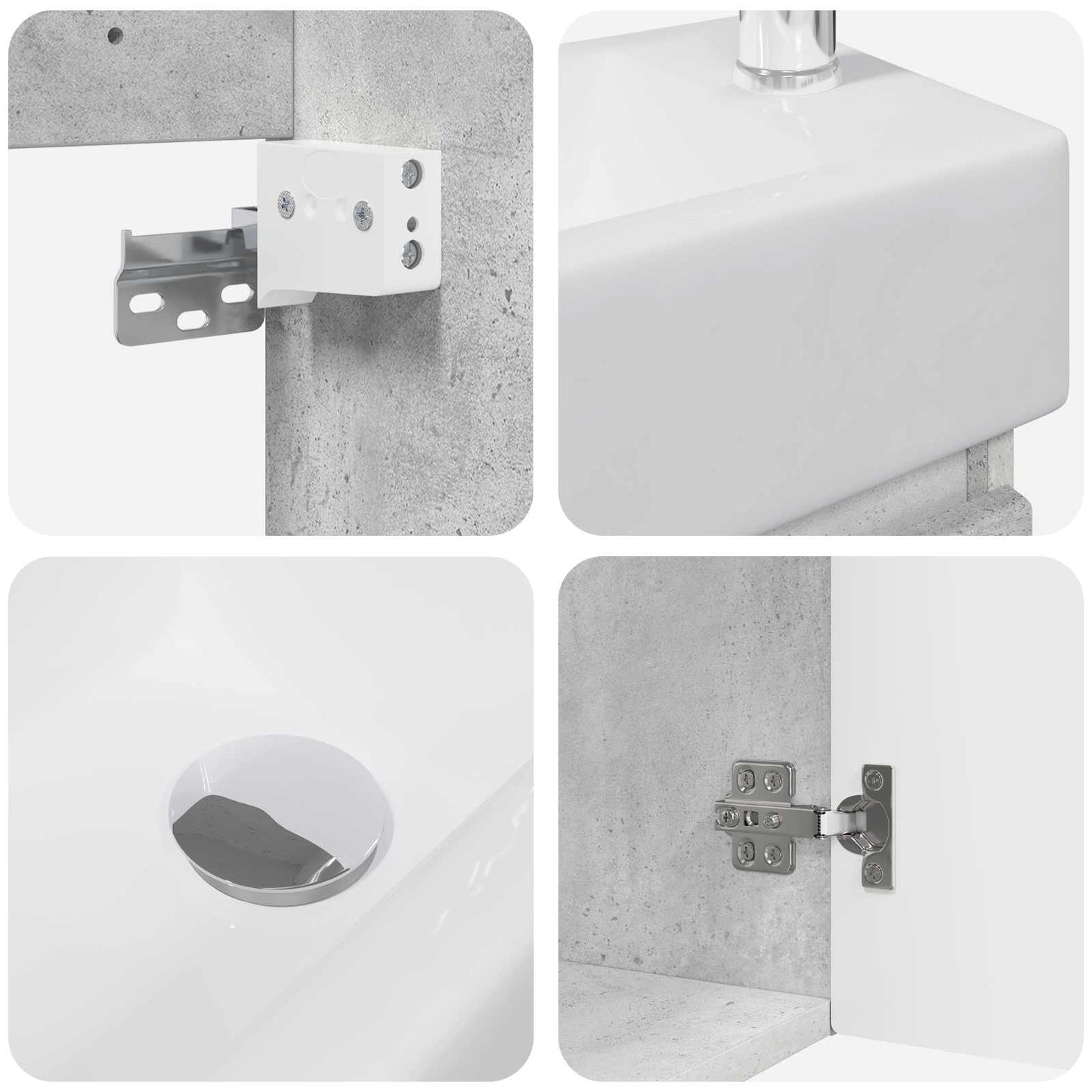 Koupelnová Skříňka S Baterií Betonově Šedá 45,5 X 22,5 X 84 Cm