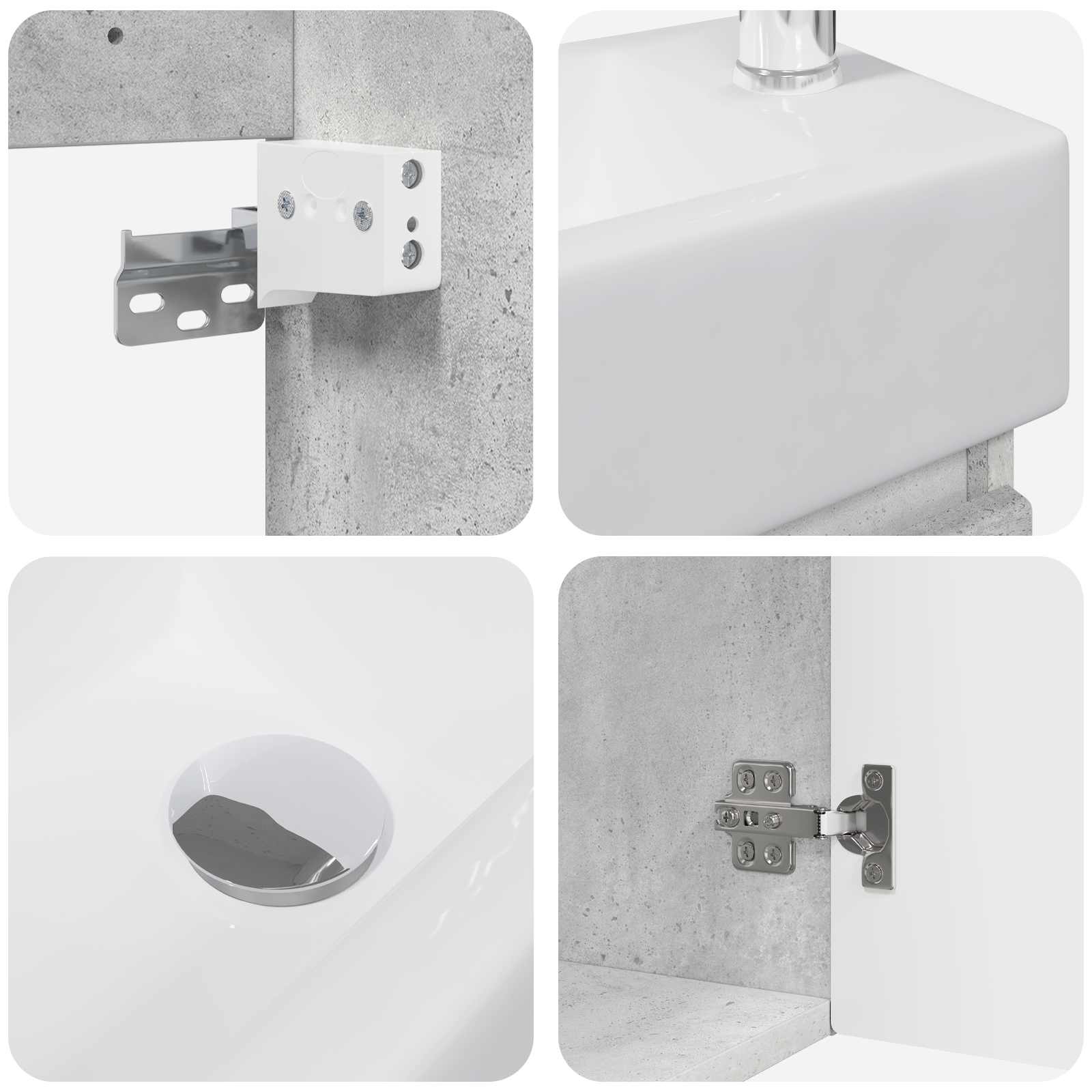 Koupelnová Skříňka S Baterií Betonově Šedá 45,5 X 22,5 X 84 Cm