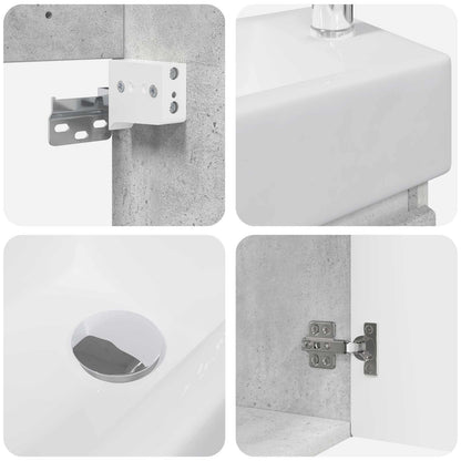 Koupelnová Skříňka S Baterií Betonově Šedá 45,5 X 22,5 X 84 Cm