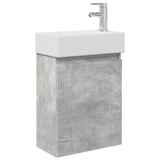 Koupelnová Skříňka S Baterií Betonově Šedá 45,5 X 22,5 X 84 Cm