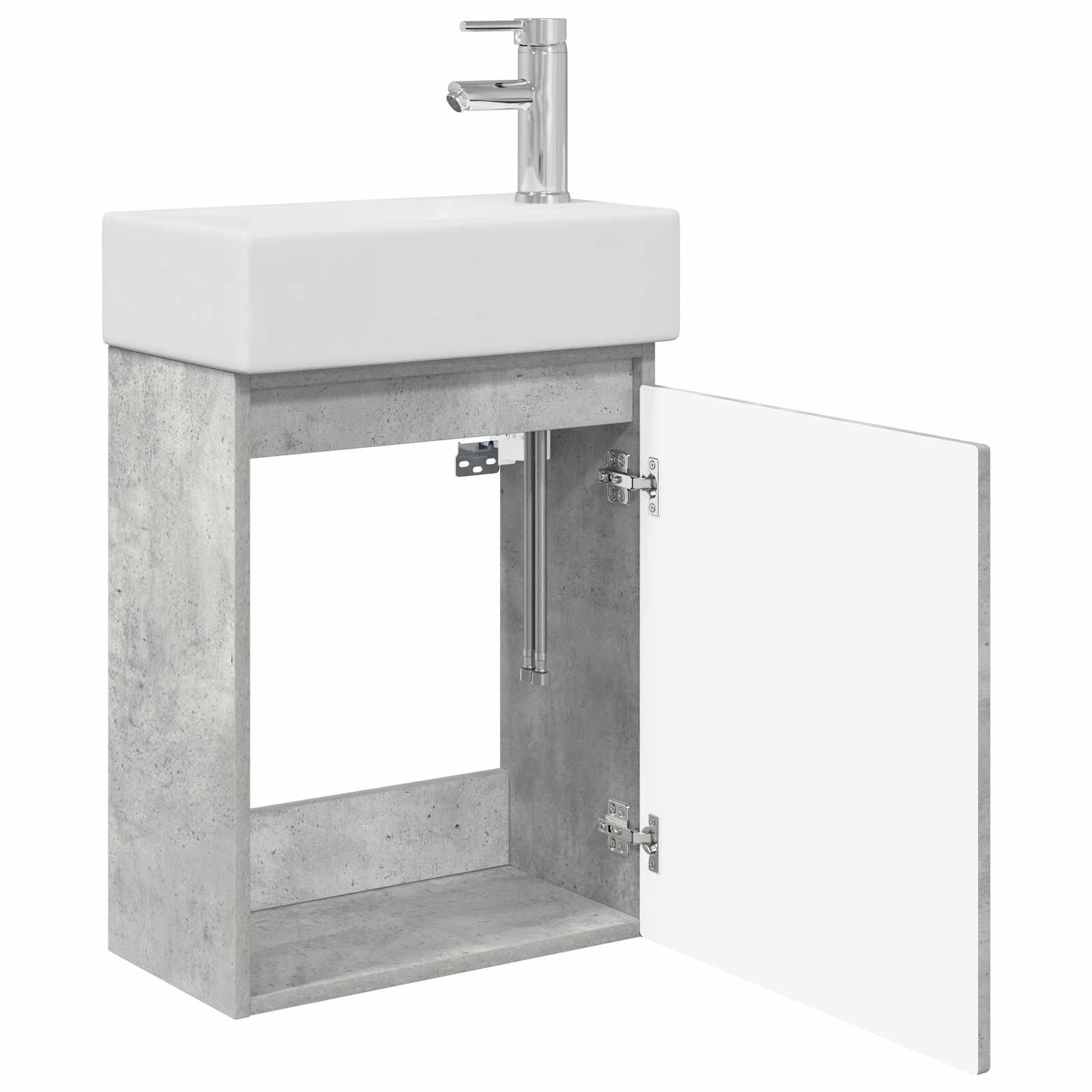 Koupelnová Skříňka S Baterií Betonově Šedá 45,5 X 22,5 X 84 Cm