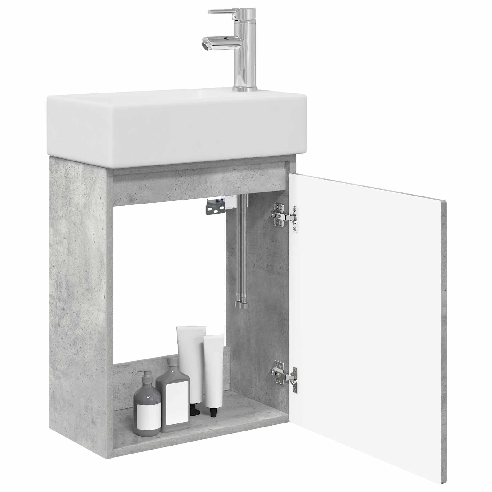 Koupelnová Skříňka S Baterií Betonově Šedá 45,5 X 22,5 X 84 Cm