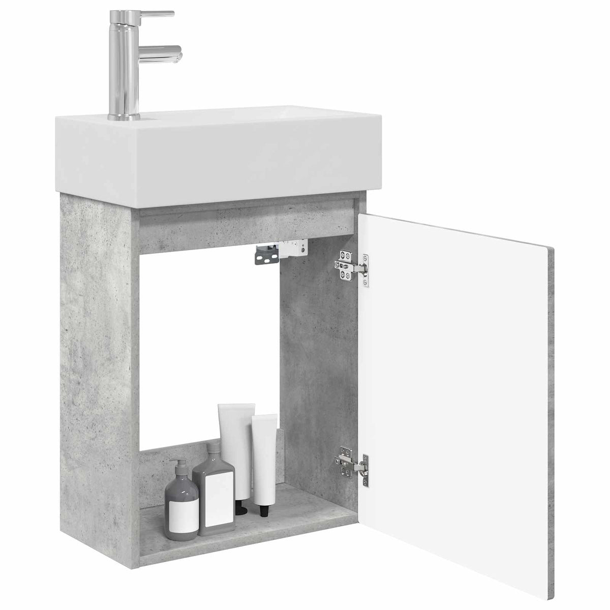 Koupelnová Skříňka S Baterií Betonově Šedá 45,5 X 22,5 X 84 Cm