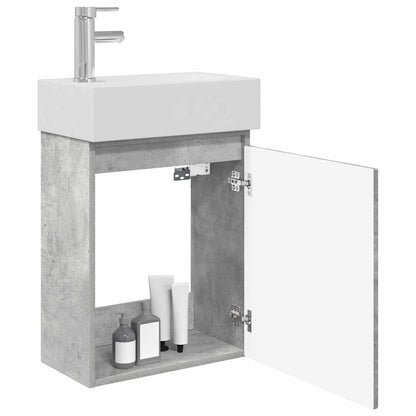 Koupelnová Skříňka S Baterií Betonově Šedá 45,5 X 22,5 X 84 Cm