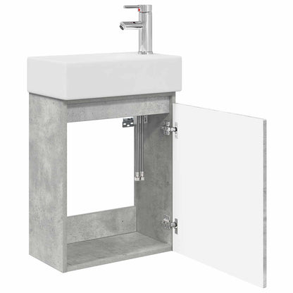 Koupelnová Skříňka S Baterií Betonově Šedá 45,5 X 22,5 X 84 Cm