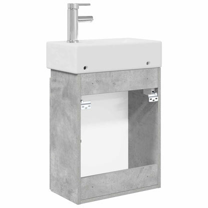 Koupelnová Skříňka S Baterií Betonově Šedá 45,5 X 22,5 X 84 Cm