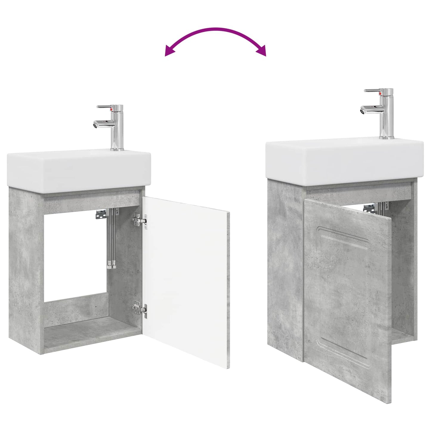 Koupelnová Skříňka S Baterií Betonově Šedá 45,5 X 22,5 X 84 Cm
