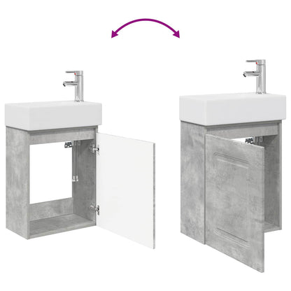 Koupelnová Skříňka S Baterií Betonově Šedá 45,5 X 22,5 X 84 Cm