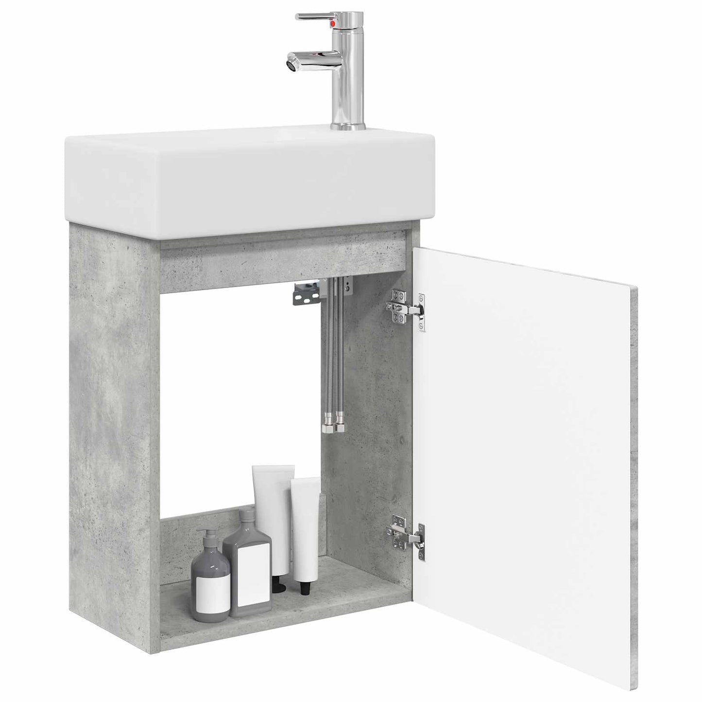 Koupelnová Skříňka S Baterií Betonově Šedá 45,5 X 22,5 X 84 Cm