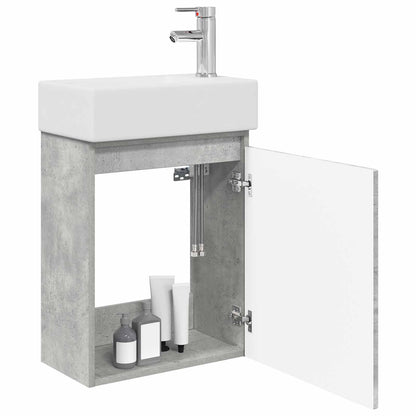 Koupelnová Skříňka S Baterií Betonově Šedá 45,5 X 22,5 X 84 Cm