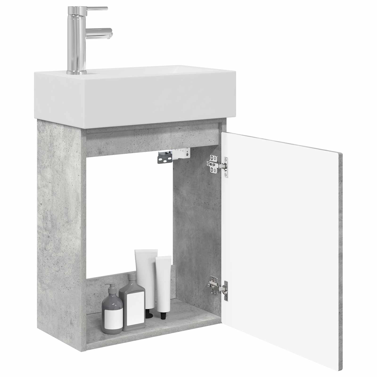 Koupelnová Skříňka S Baterií Betonově Šedá 45,5 X 25,5 X 84 Cm