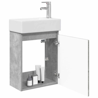Koupelnová Skříňka S Baterií Betonově Šedá 45,5 X 25,5 X 84 Cm