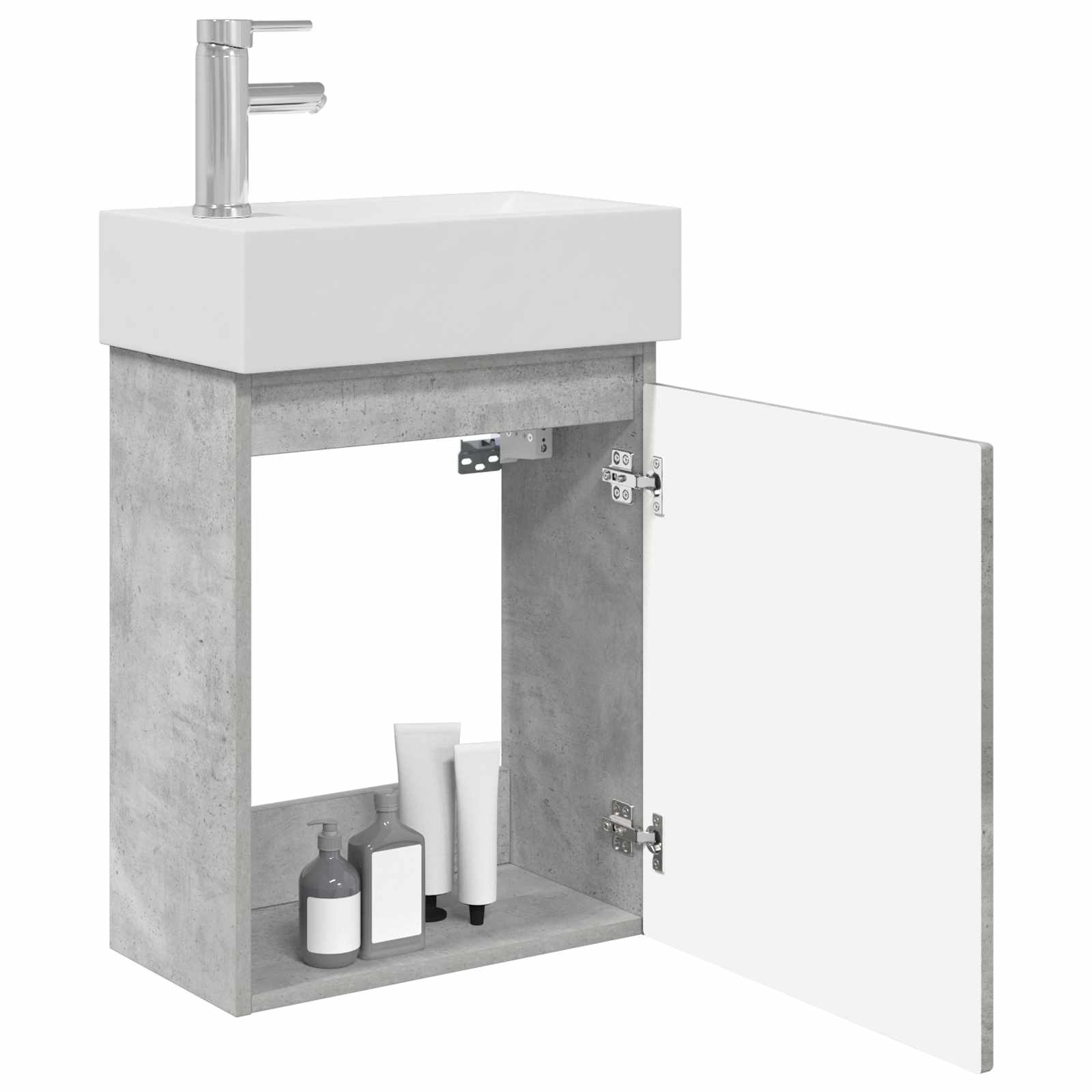 Koupelnová Skříňka S Baterií Betonově Šedá 45,5 X 22,5 X 84 Cm