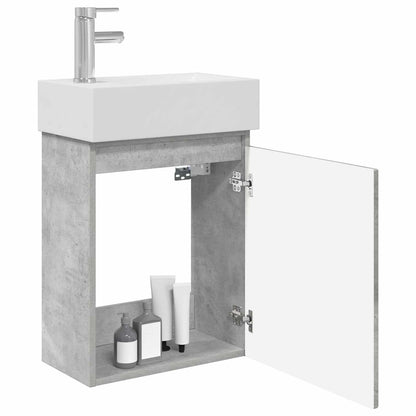 Koupelnová Skříňka S Baterií Betonově Šedá 45,5 X 22,5 X 84 Cm