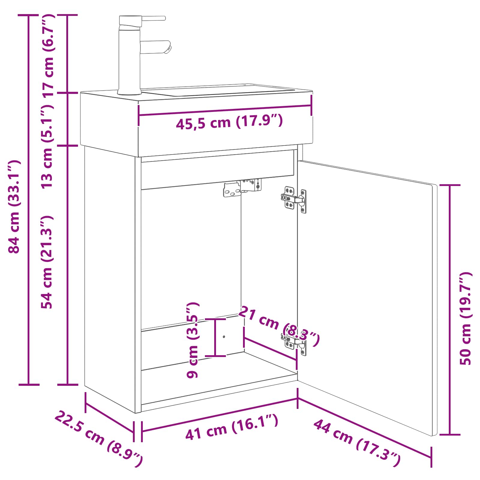 Koupelnová Skříňka S Baterií Betonově Šedá 45,5 X 22,5 X 84 Cm